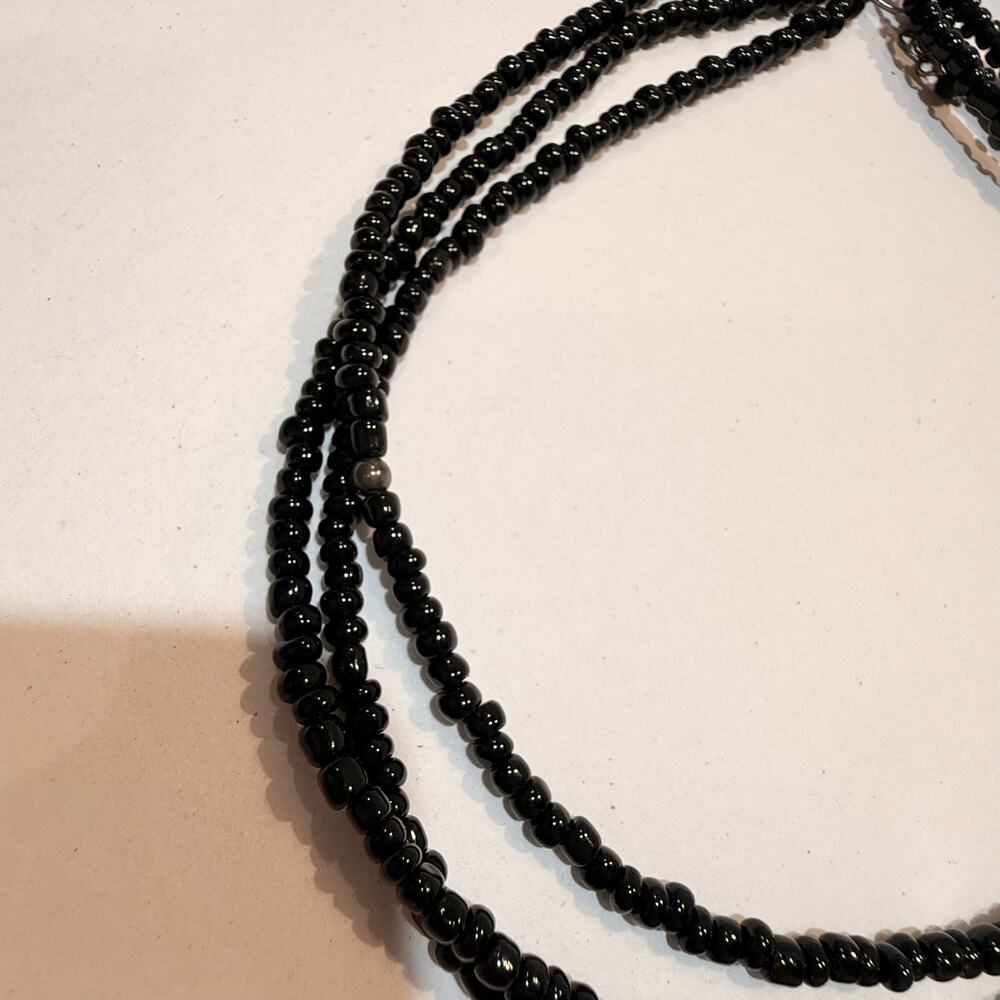 Silpada Sterling Silver Triple Strand Black Glass Bead Necklace - Picture 5 of 5